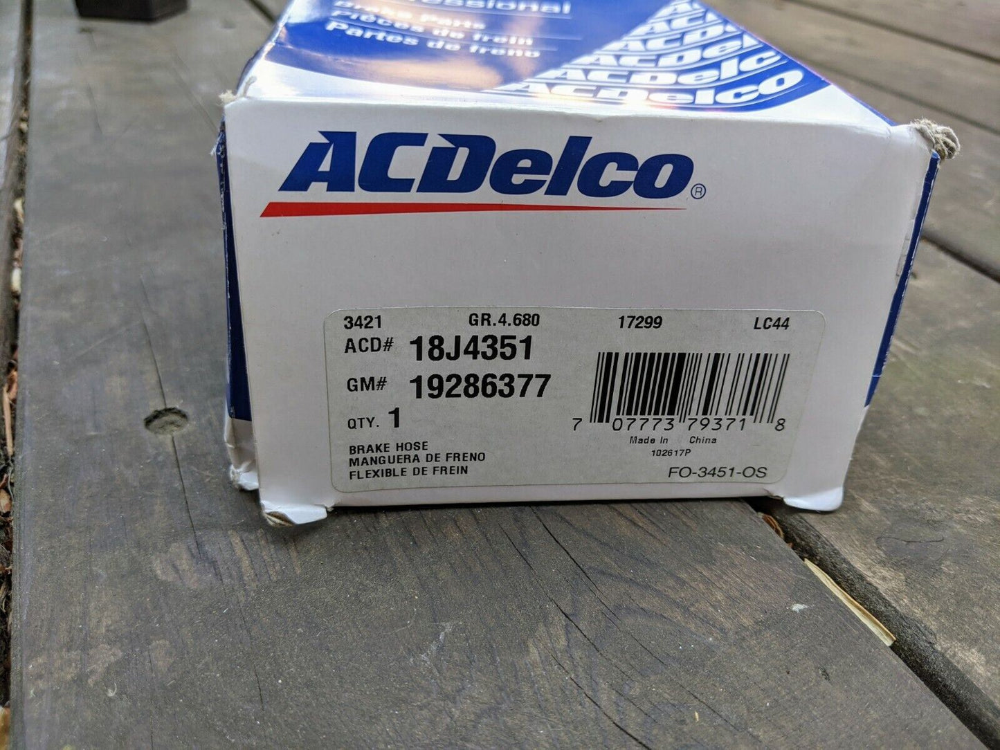 ACDelco 18J4351 Professional Rear Hydraulic Brake Hose Silverado Sierra 19286377