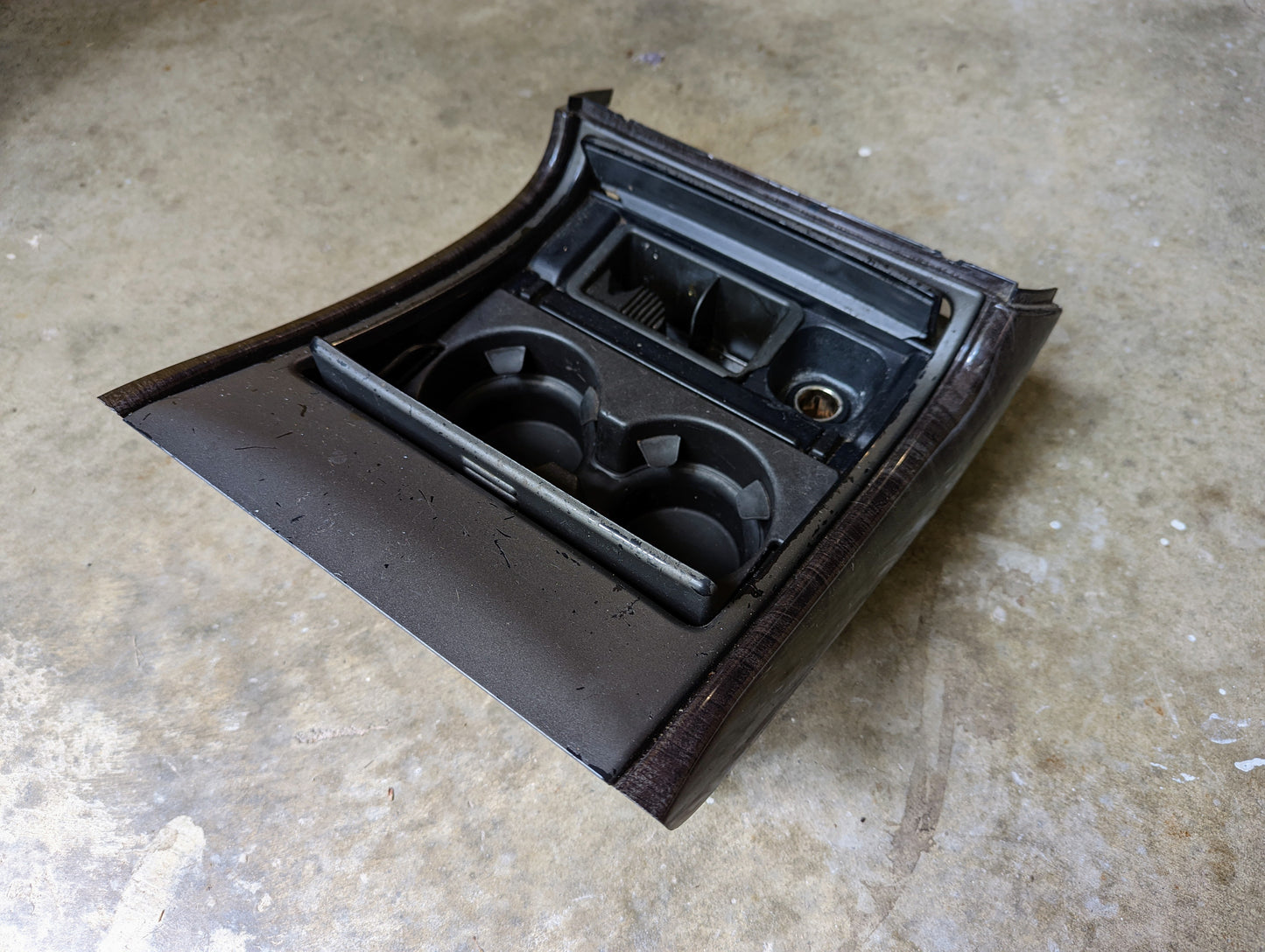OEM Center Console Front Cup Holder & Trim Bezel with Dark Woodgrain for 2003 - 2006 GMC Sierra & Yukon Denali