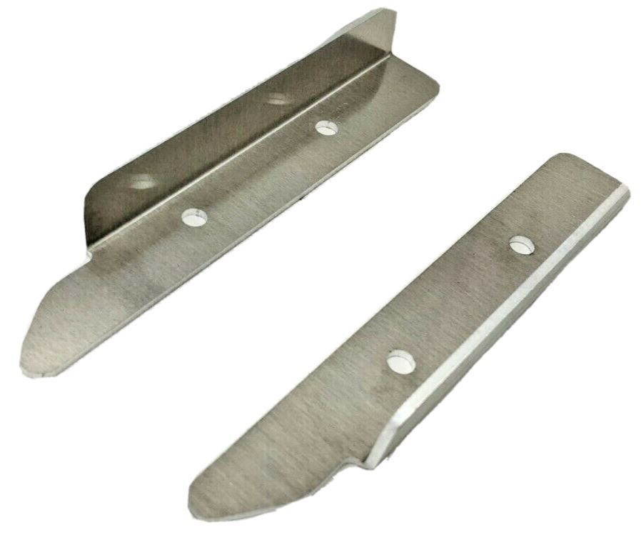 Two brushed metal brackets from The Ugly Trucklings KIT Door Panel Armrest Repair w/Hardware for 1986–1993 Chevy S10, Blazer, GMC S15, and Jimmy; each has two screw holes and angled edges, shown on a white background.