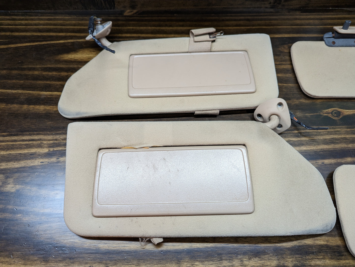 OEM Pair of 2 Piece Sun Visors in Tan for 1982-93 Chevy S10, Blazer, and more