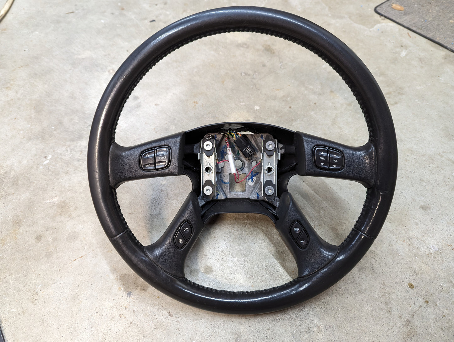 OEM Leather Steering Wheel with Radio HVAC Controls for 2002-2009 GM Trucks Chevy Silverado Trailblazer and more