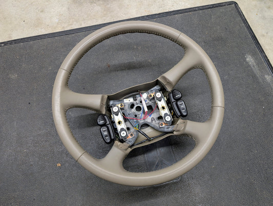OEM Leather Steering Wheel in Neutral for 1999-2005 GMC Denali Chevy Silverado S10 and more