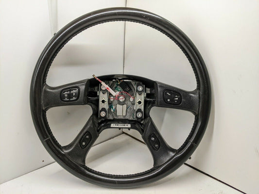 02-09 GM Chevy Silverado Trailblazer Leather Steering Wheel Radio Controls Tahoe